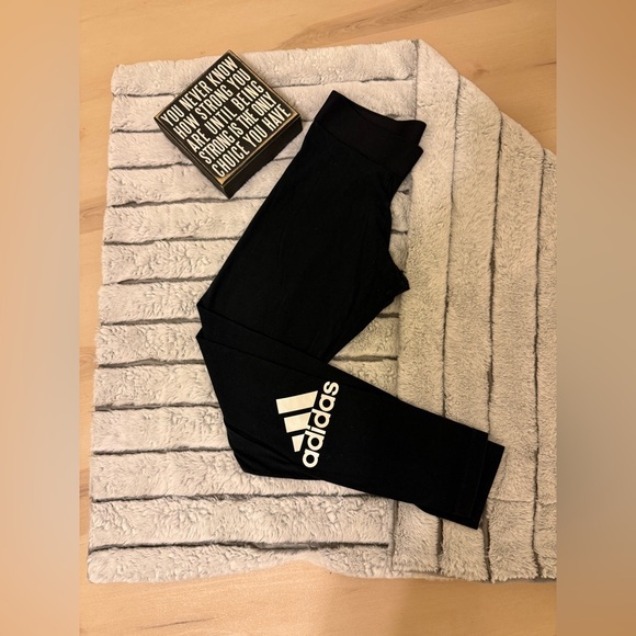 adidas Pants - Adidas Kids Black and White Logo Leggings
